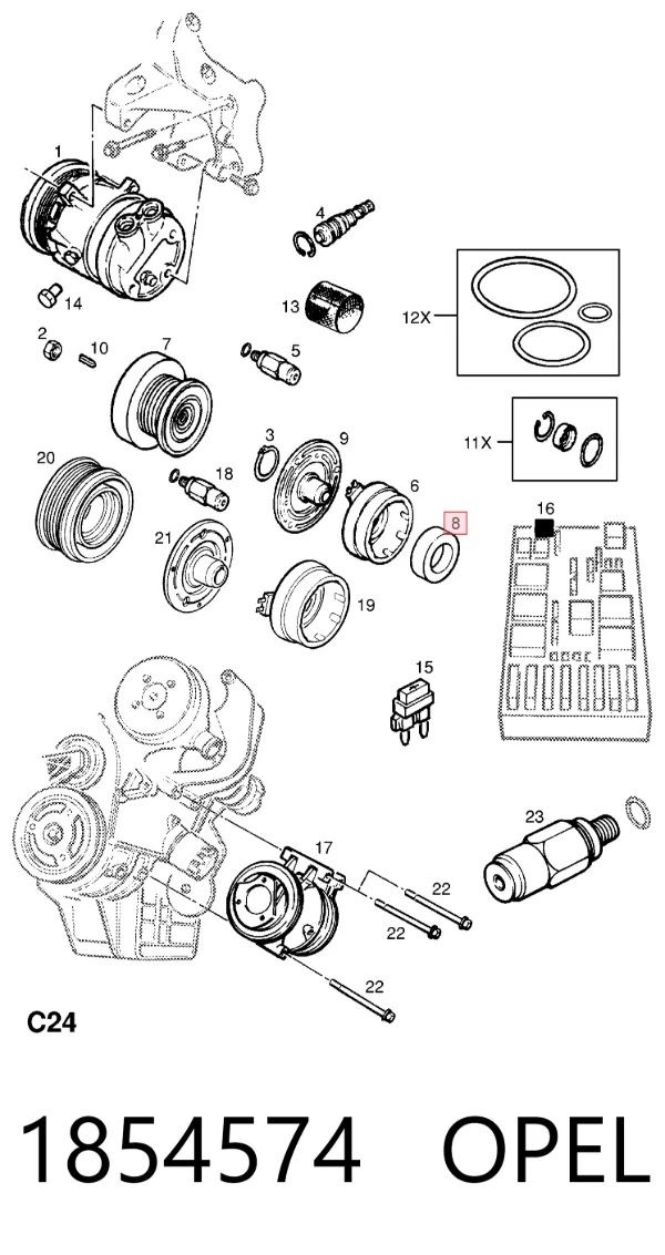 Подшипник кондиционера 1854574 Opel