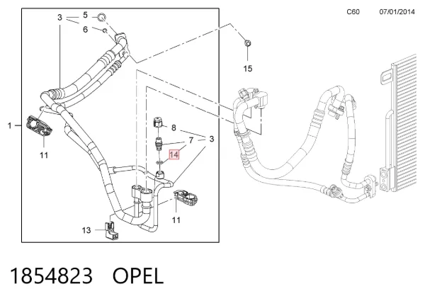 Кран печки 1854823 Opel