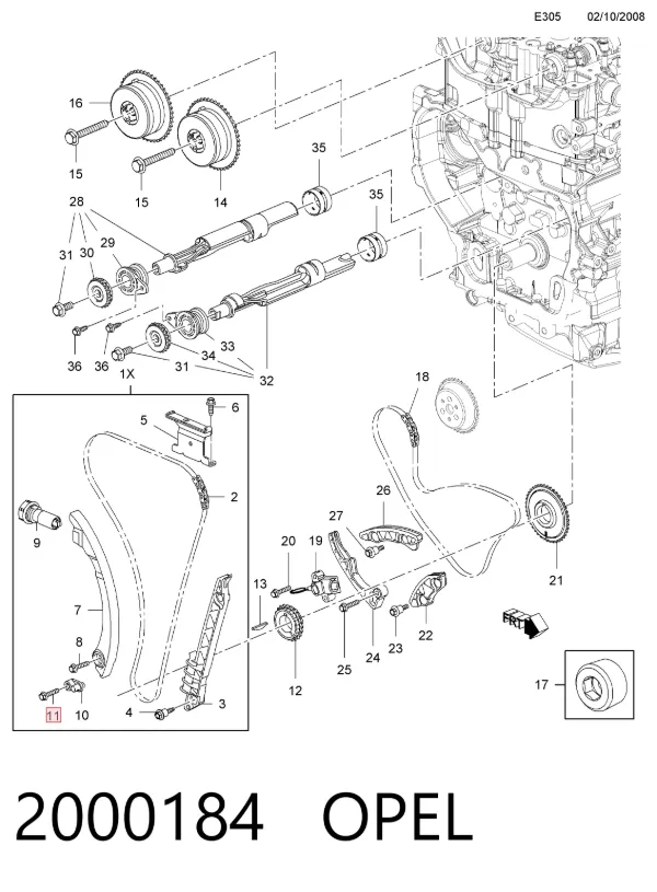 Комплект цепи ГРМ 2000184 Opel