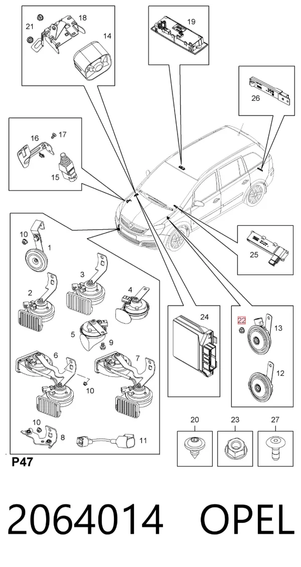 Болт (гайка) крепежа 2064014 Opel