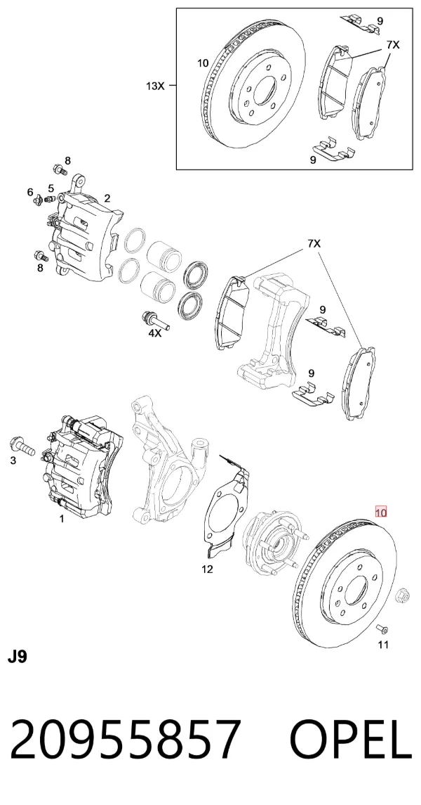 Передние тормозные диски 20955857 Opel