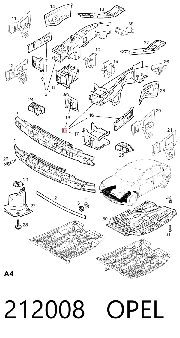 Лонжерон левый 212008 Opel
