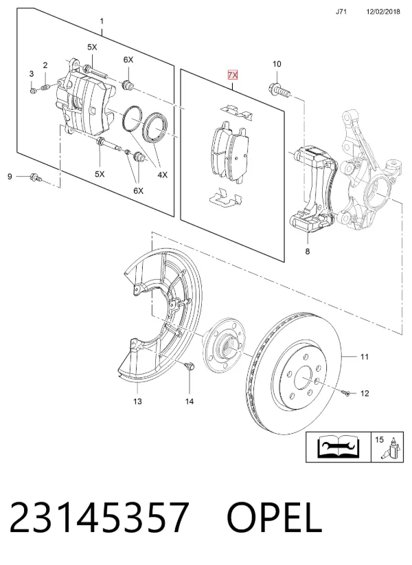 Передние тормозные колодки 23145357 Opel