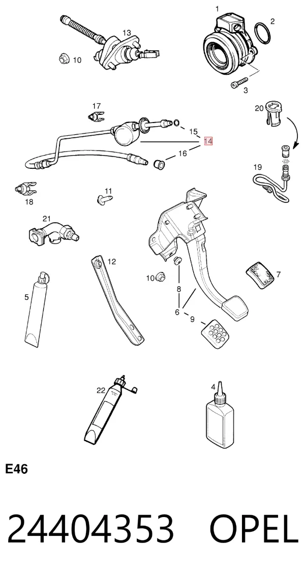 Шланг сцепления 24404353 Opel