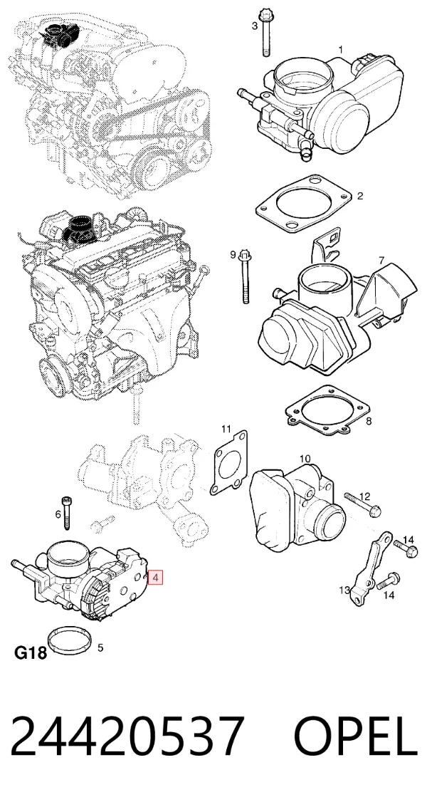 Дроссельная заслонка 24420537 Opel