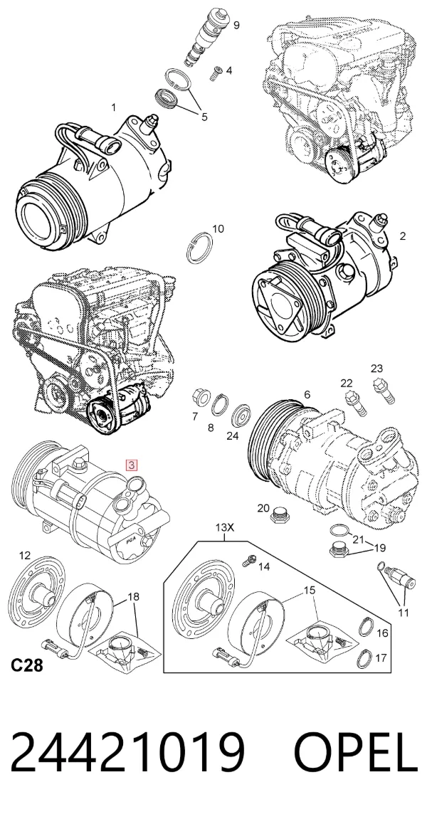Компрессор кондиционера 24421019 Opel