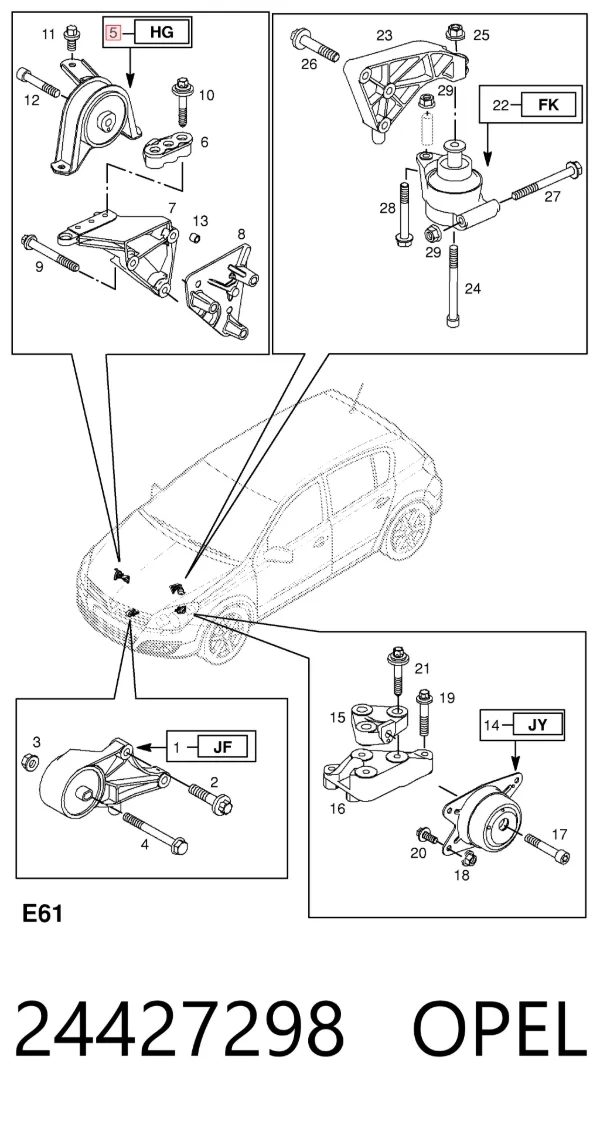 Правая подушка двигателя 24427298 Opel