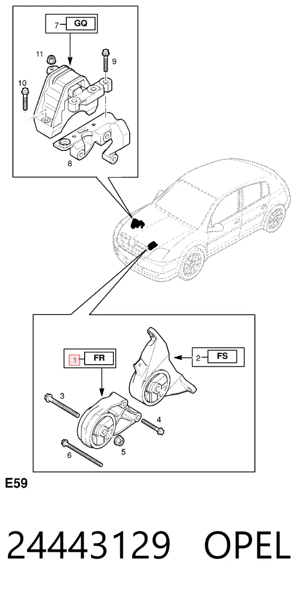 Передняя опора двигателя 24443129 Opel