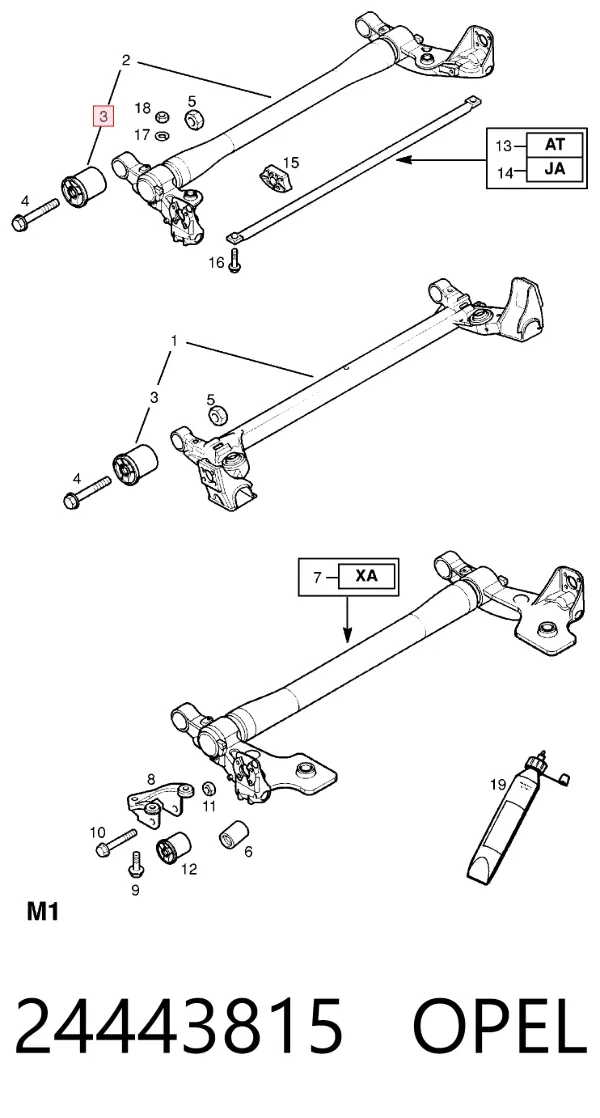 Сайлентблок задней балки 24443815 Opel