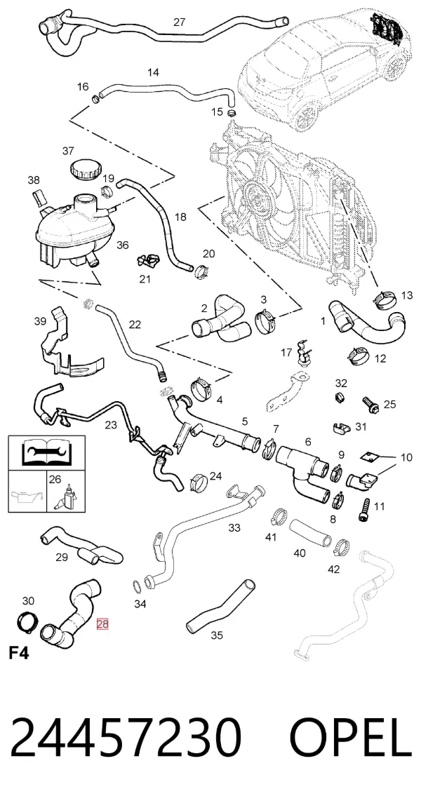 Патрубок радиатора 24457230 Opel