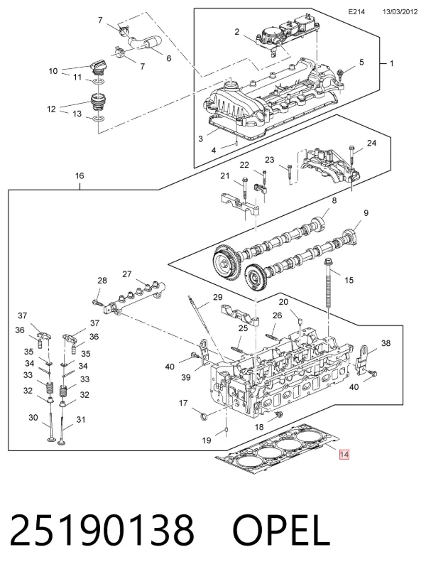 Прокладка ГБЦ 25190138 Opel