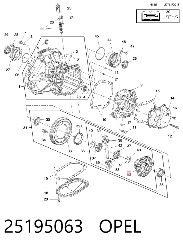 Корпус дифференциала переднего моста, сателитов 25195063 Opel