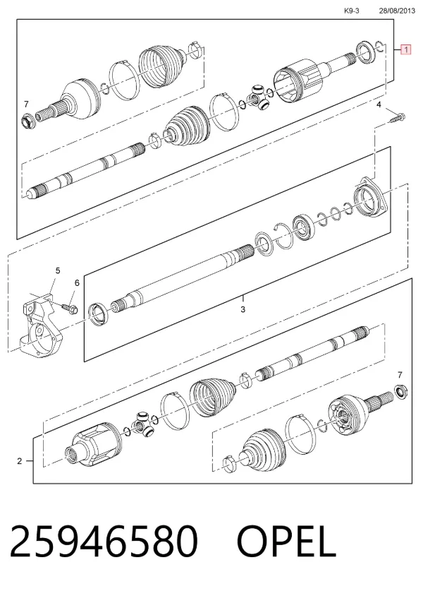 Левая полуось 25946580 Opel