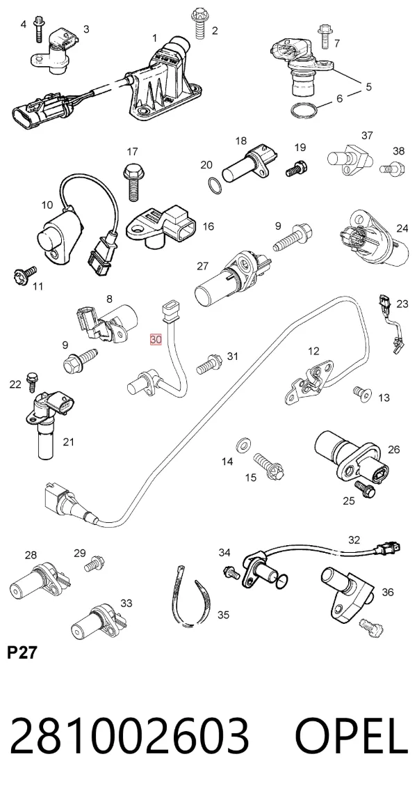 Датчик коленвала 281002603 Opel