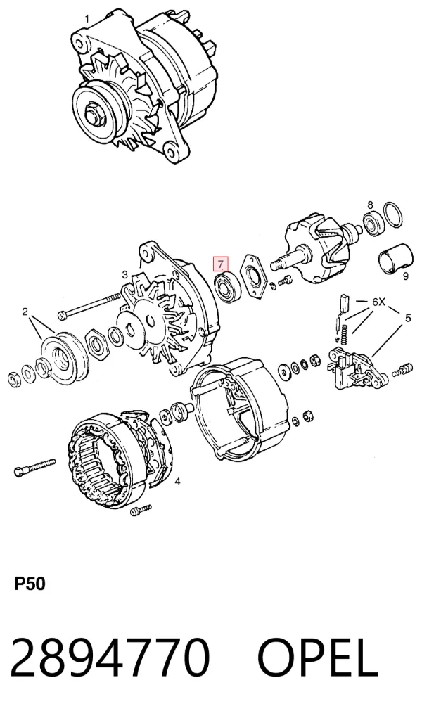 Подшипники генератора 2894770 Opel