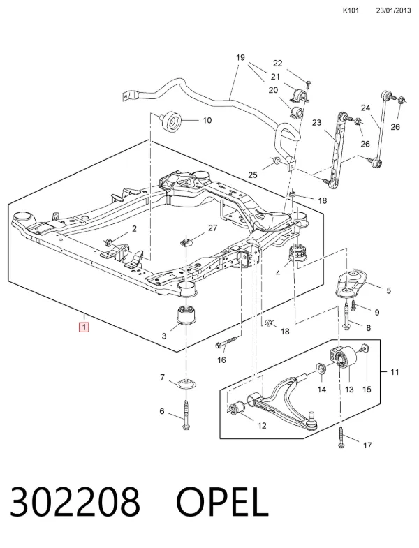 Подрамник передний 302208 Opel