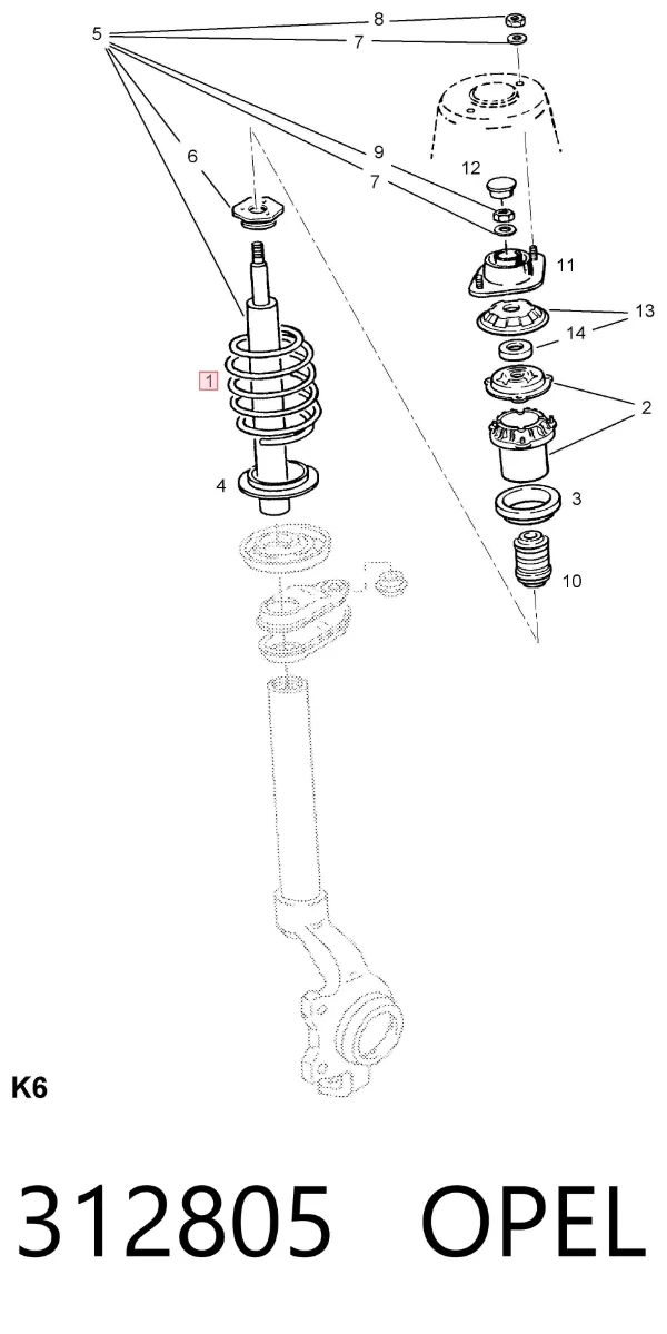 Передняя пружина 312805 Opel