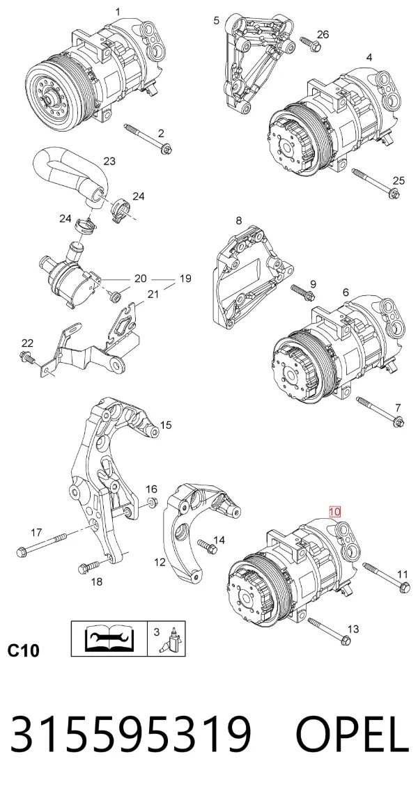 Компрессор кондиционера 315595319 Opel