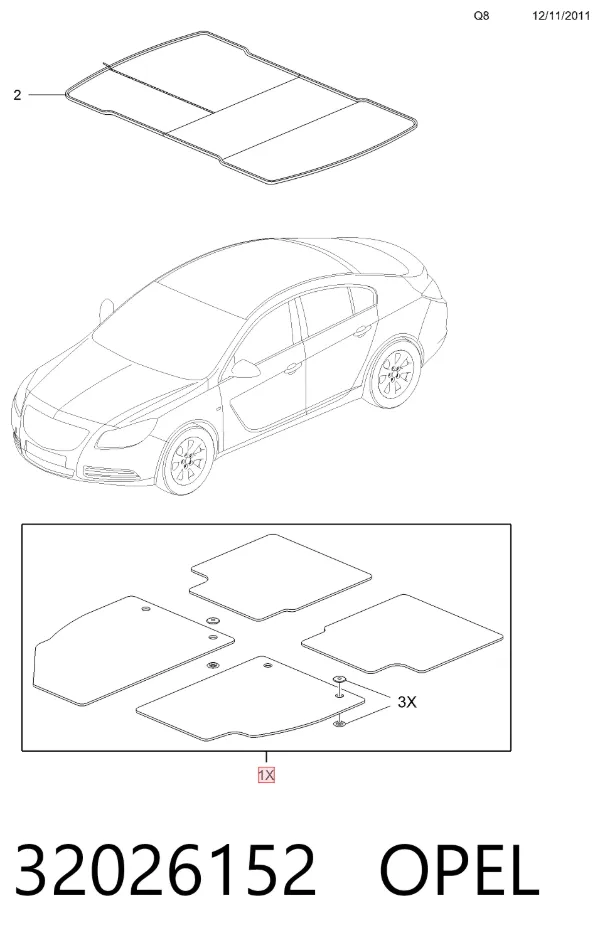 Коврики 32026152 Opel