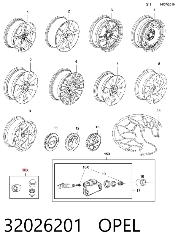 Колесный болт 32026201 Opel