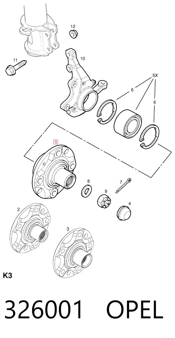 Передняя ступица 326001 Opel