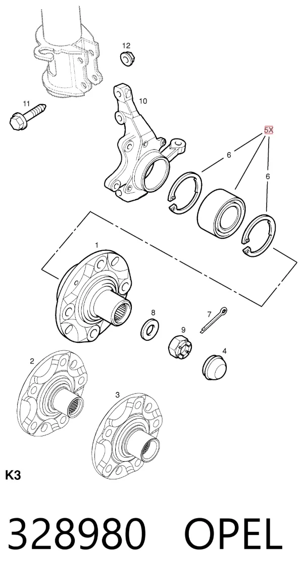 Подшипник ступицы 328980 Opel