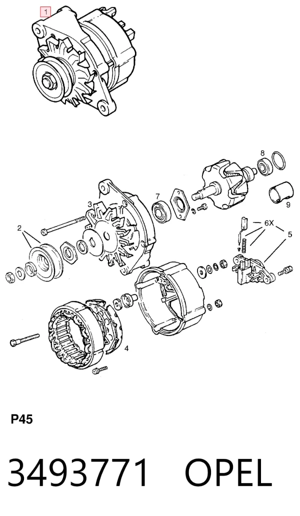 Генератор 3493771 Opel