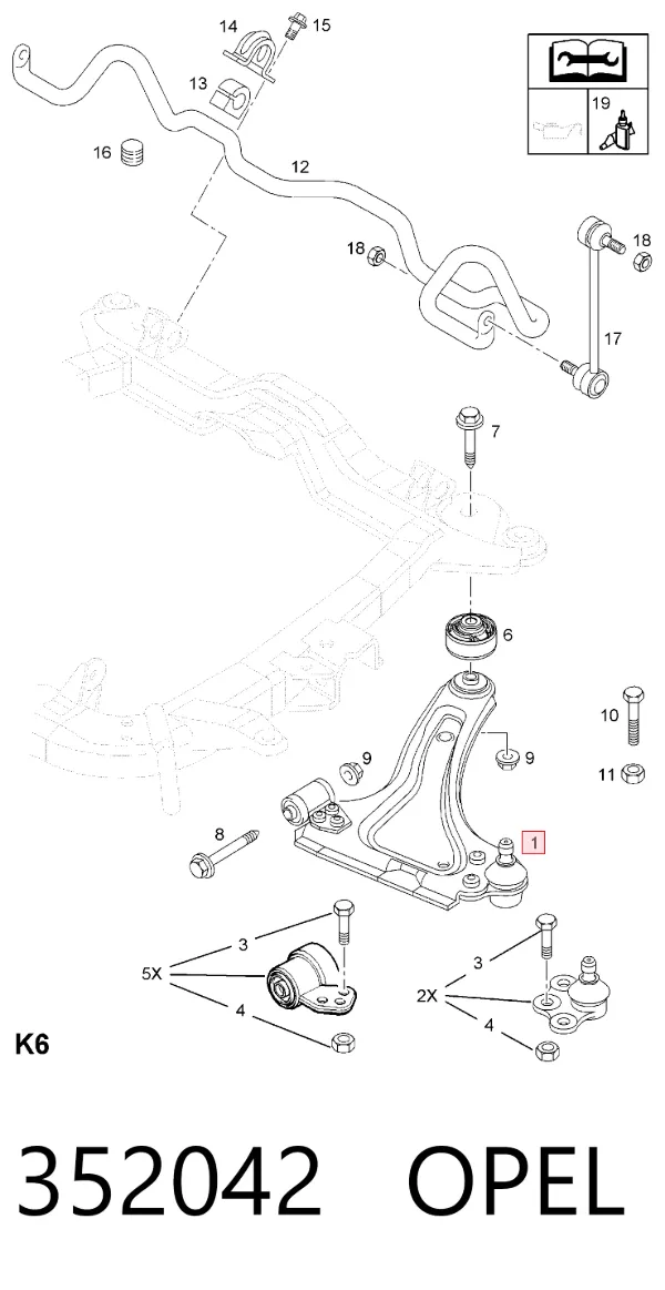 Нижний рычаг 352042 Opel