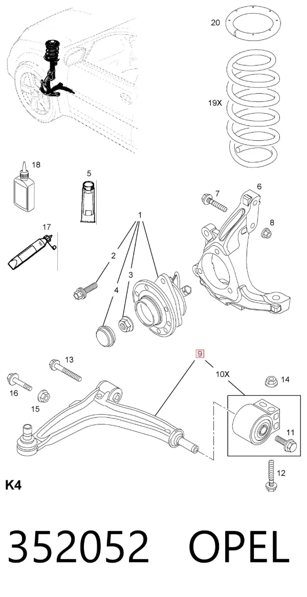 Нижний рычаг 352052 Opel