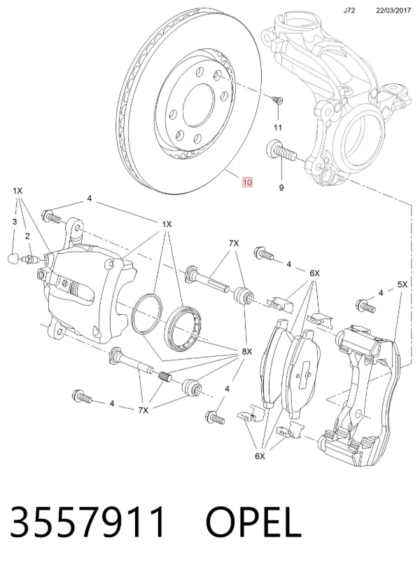 Передние тормозные диски 3557911 Opel