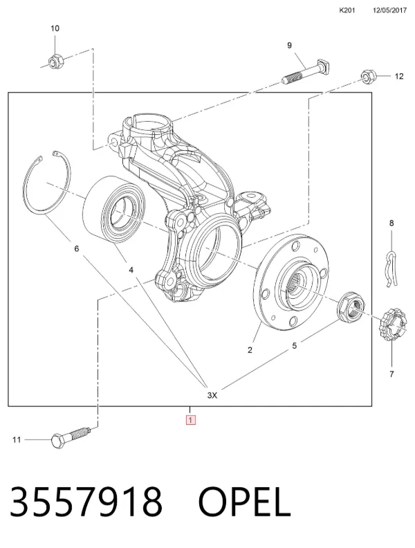 Цапфа передняя левая 3557918 Opel