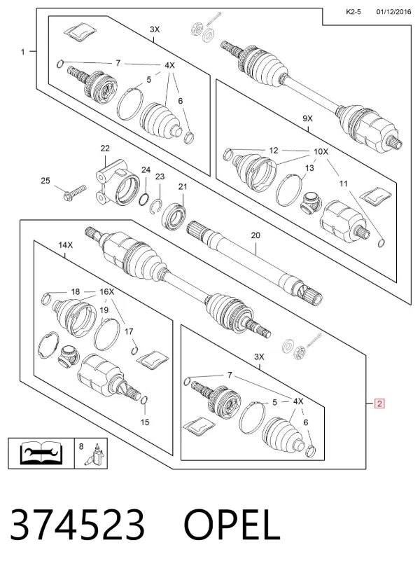 Левая полуось 374523 Opel