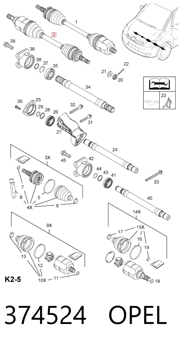 Левая полуось 374524 Opel