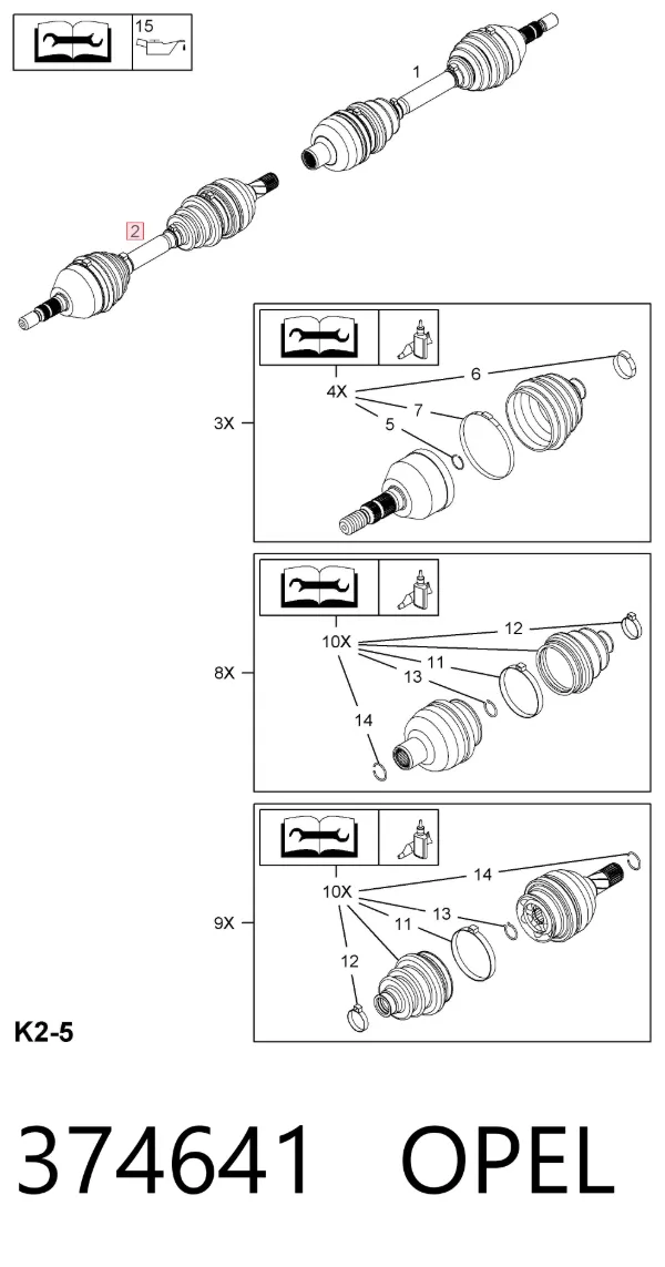 Левая полуось 374641 Opel