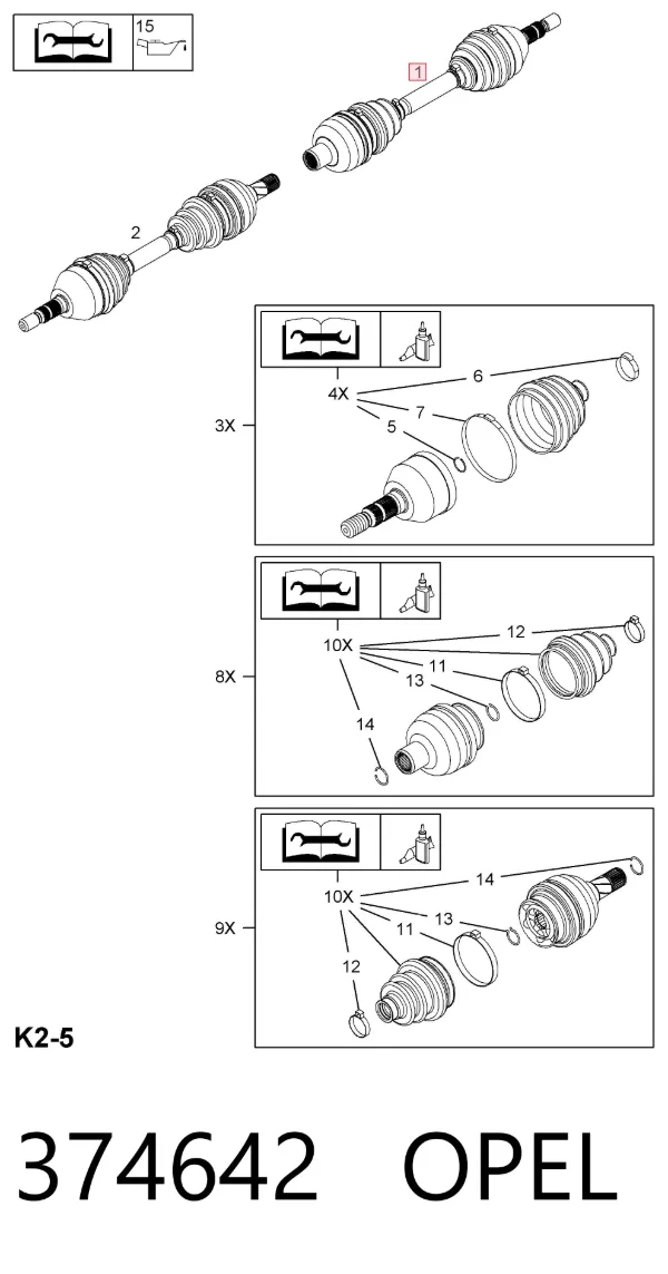 Правая полуось 374642 Opel