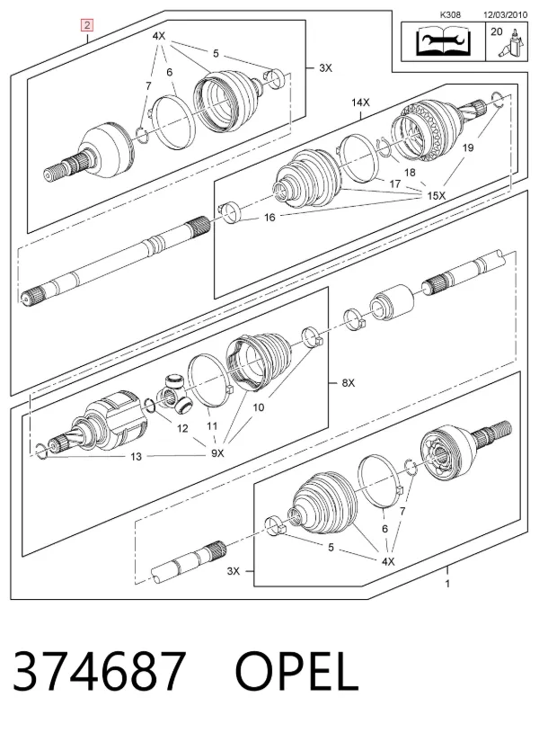 Левая полуось 374687 Opel