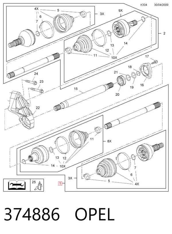 Правая полуось 374886 Opel