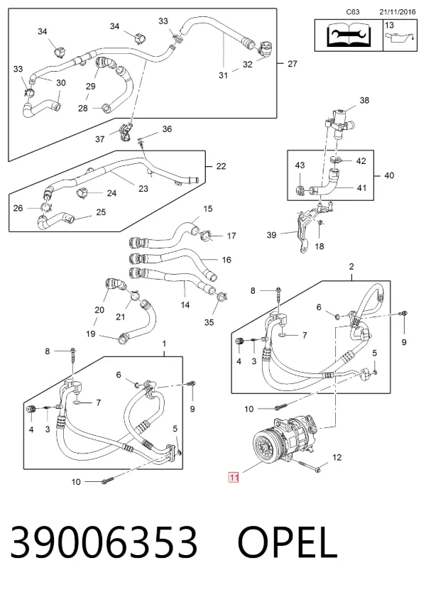 Компрессор кондиционера 39006353 Opel