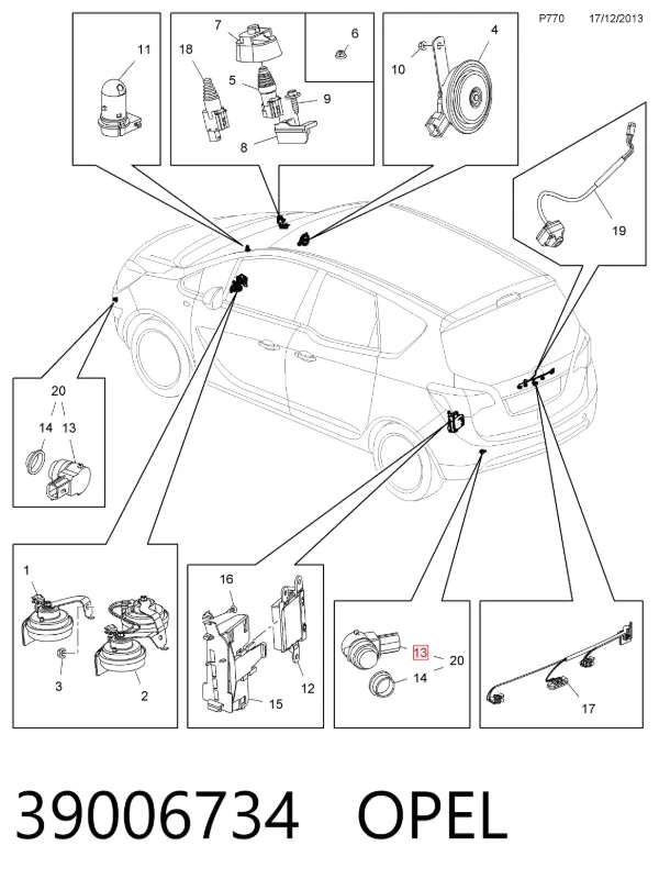 Парктроники задние 39006734 Opel