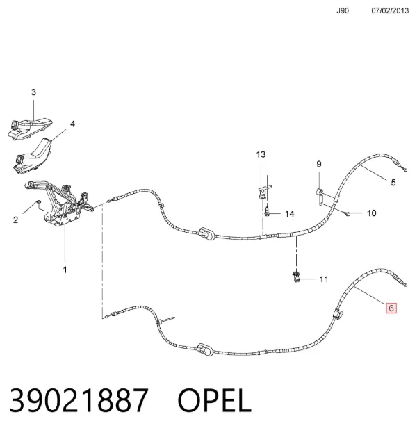Трос ручника 39021887 Opel