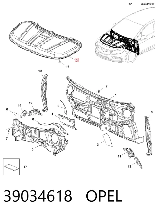 Шумоизоляция моторного щита 39034618 Opel
