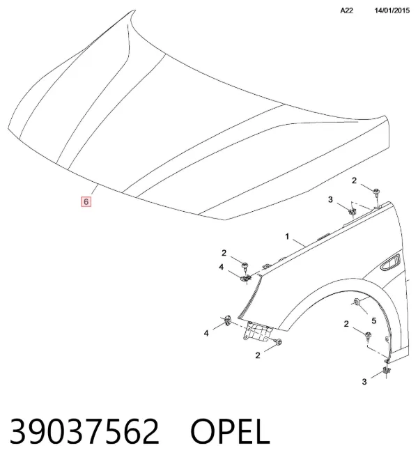 Капот 39037562 Opel