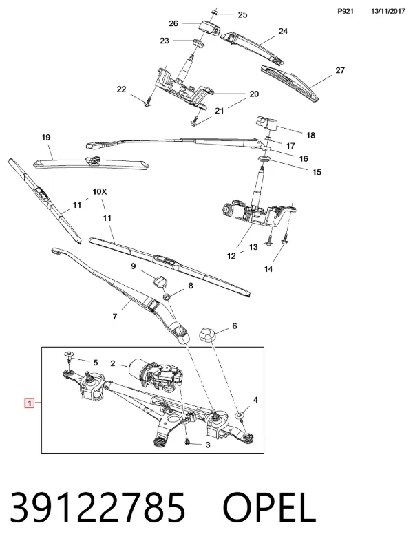 Трапеция дворников 39122785 Opel