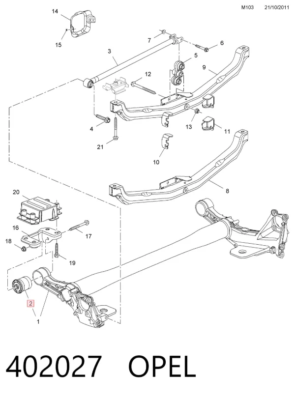 Сайлентблок задней балки 402027 Opel