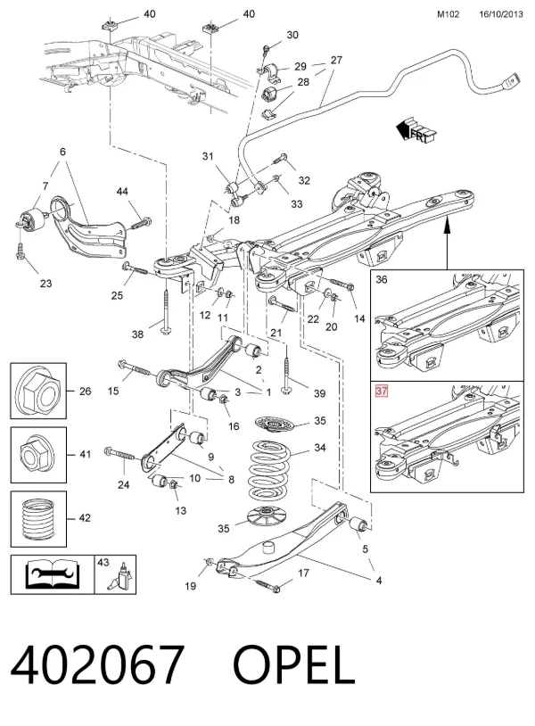 Подрамник задний 402067 Opel