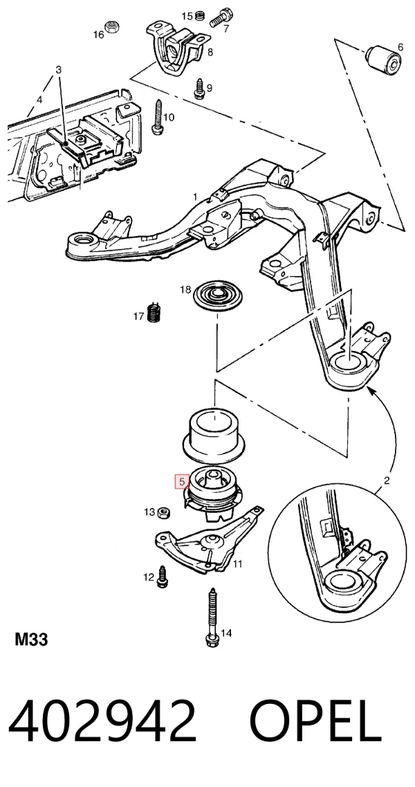 Сайлентблок задней балки 402942 Opel