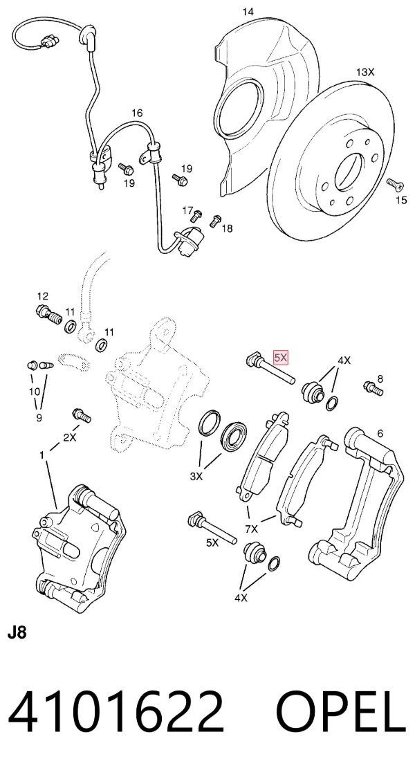 Ремкомплект переднего суппорта 4101622 Opel