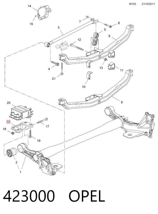 Кронштейн задней балки 423000 Opel