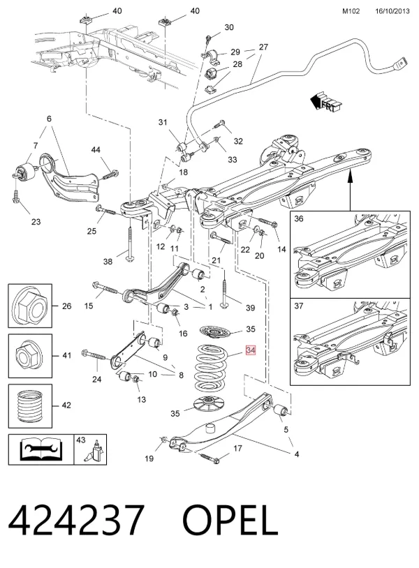 Задняя пружина 424237 Opel