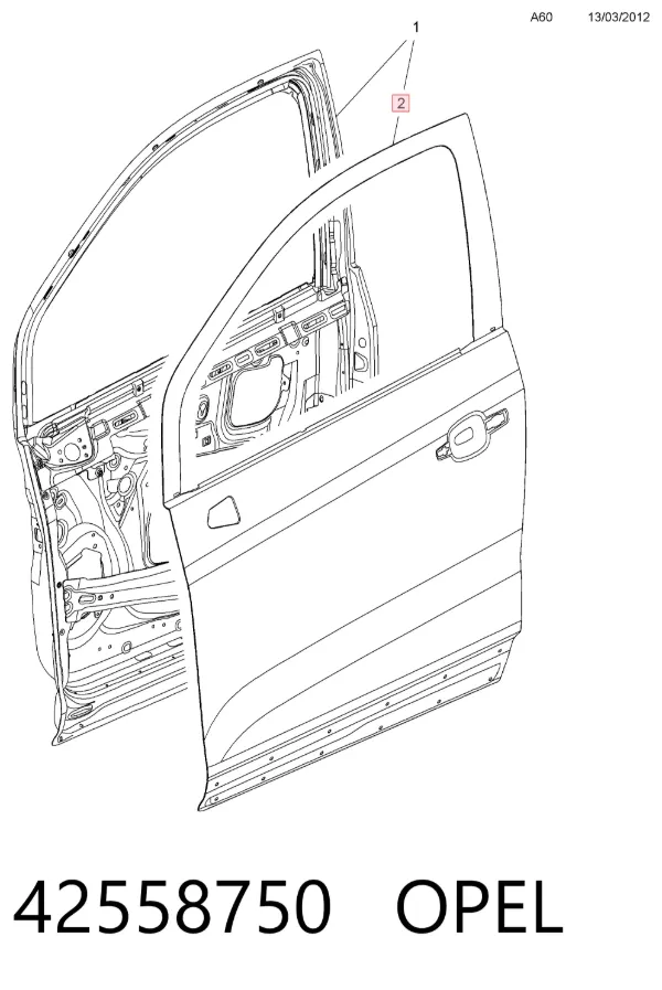 Дверь передняя правая 42558750 Opel